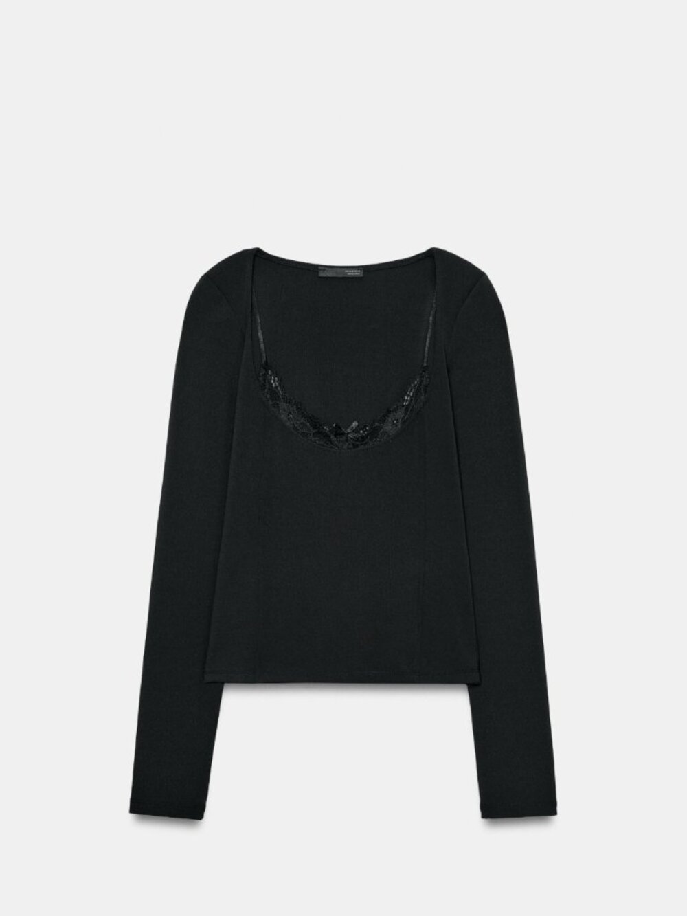 NWT Zara (Egypt) Black Stretch Top with layered lace, S